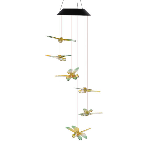 A0042 Green Dragonfly Solar Wind Chime LingBusiness