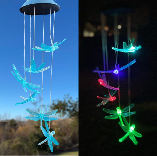 A0043 Blue Dragonfly Solar Wind Chime LingBusiness